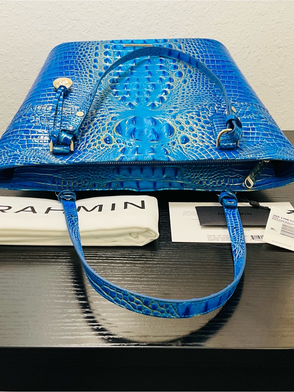 Brahmin Ezra ELECTRIC INDIGO MELBOURNE OMBRÉ Tote Shoulder Bag W/Eye - Picture 6 of 8